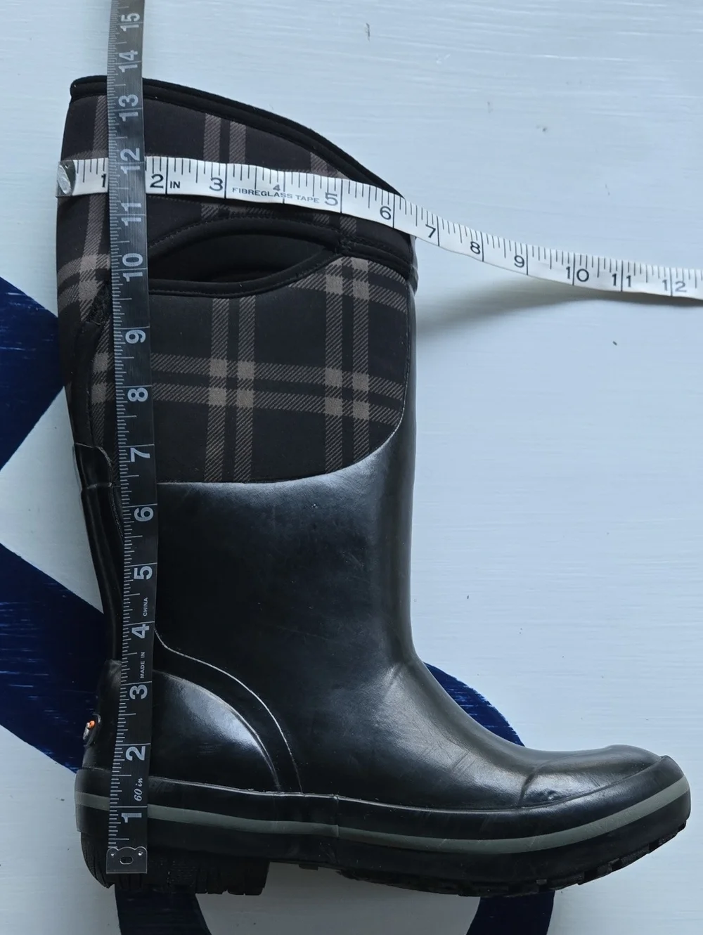 Bogs Plimsoll Plaid Tall Rain Boots Size US 7 EU 38